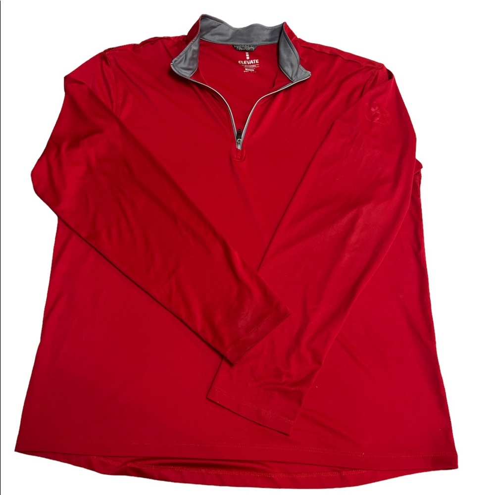 Elevate Mens Athletic Long Sleeve 1/4 Zip Red Shirt